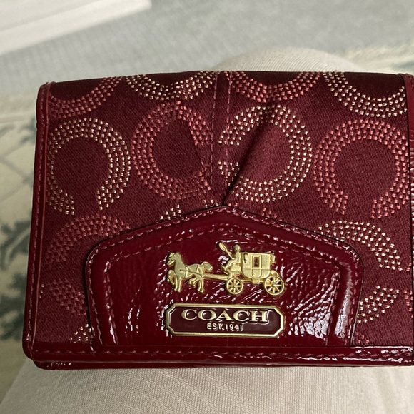 Coach | Bags | Coach Burgundy Madison Op Art Wallet Euc | Poshmark